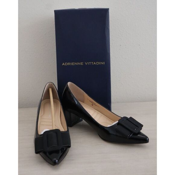 Adrienne Vittadini Women's Sz 7M Black Sweenor Pointed Toe Bow Pumps - Picture 1 of 10